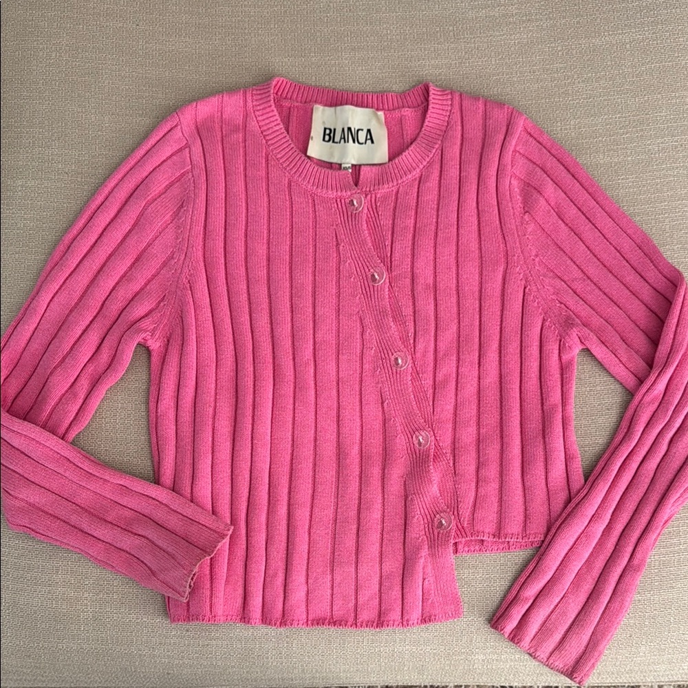 Blanca Pink Ribbed Cardigan